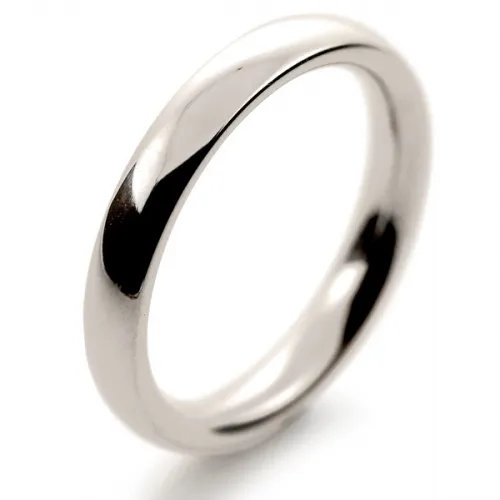 Court Very Heavy -  3mm (TCH3 W) White Gold Wedding Ring